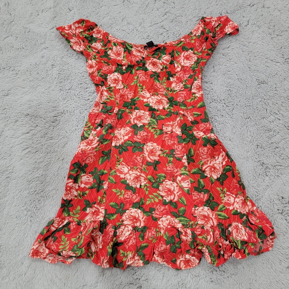 Red floral mini sundress